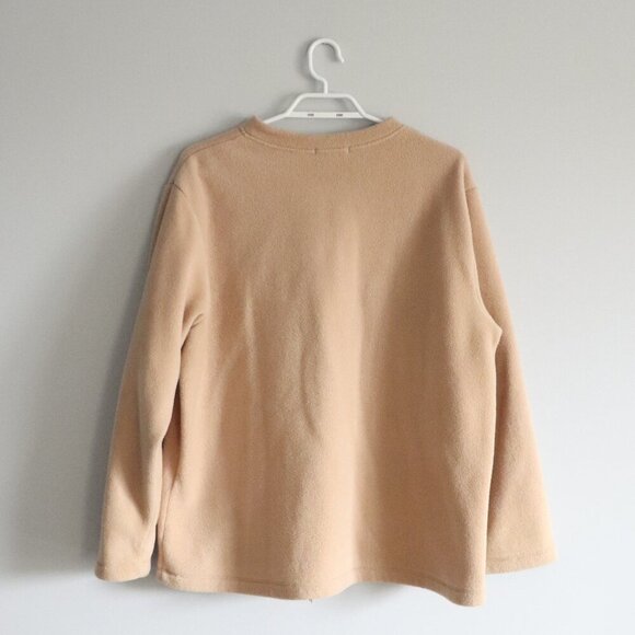 Vntg Classic Editions Sz Lrg Cream Embroidered Bird Buttoned Fleece Cardigan - Picture 2 of 14